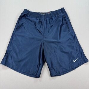 Vintage Nike Basketball Shorts Men's XL Blue‎ Mesh Baggy Swoosh Drawstring Y2K